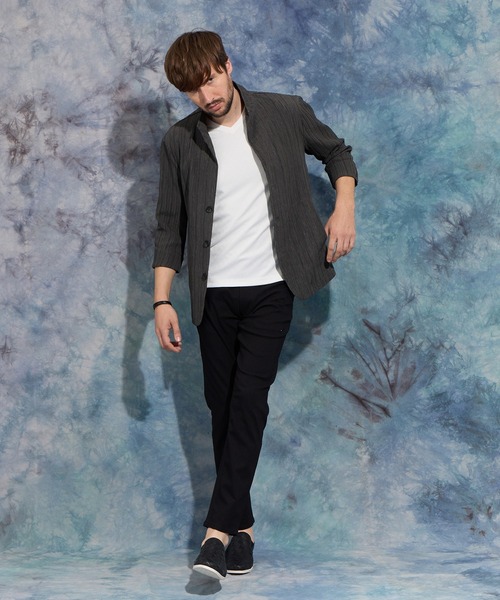 HIDEAWAYS NICOLE(ハイダウェイニコル)の「カラープリーツ7分袖ジャケット(その他アウター・メンズ・ブラック/サックスブルー/ネイビー/ライトグレー/ピンク・MEDIUM/LARGE/X-LARGE)」の7枚目の写真