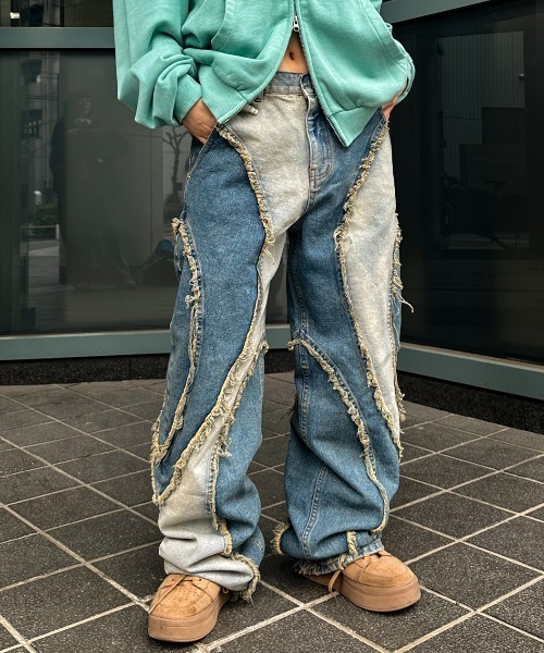 ヨンジュン　GGUM デニム GGUM X DEINET】DENIM PANTS IN BLUE ☆TXT ヨンジュン コラボ (DEINET