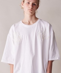 rehacer : One-Line Floral Stitch T-shirt / ワンライン フローラルステッチ リラックスフィット T-シャツ