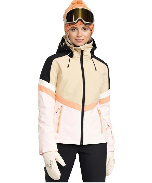 ROXY(ロキシー)の「PEAK CHIC SOFTSHELL /ロキシースキースノーボードジャケット(マウンテンパーカー・レディース・ベージュ・SMALL)」の5枚目の写真