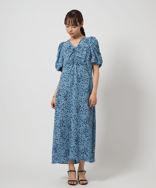 EMMEL REFINES（エメルリファインズ）の「＜EMMEL REFINES＞EM ドットギャザー ショートスリーブ ワンピース（ワンピース・レディース・ネイビー/ライトブルー・FREE）」の9枚目の写真