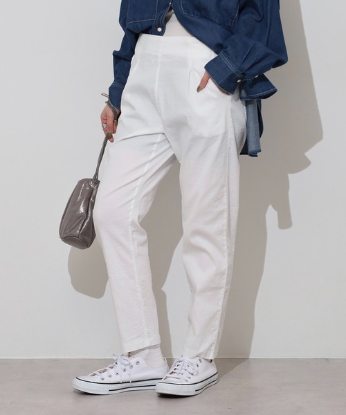 BRODIAEA(ブローディア)の「BRODIAEA 麻ストレッチテーパードパンツ(その他パンツ・レディース・ライム/ブラウン/モカ/ロイヤルブルー/ネイビー/カーキ/ブラック/オフホワイト・M-L)」の9枚目の写真