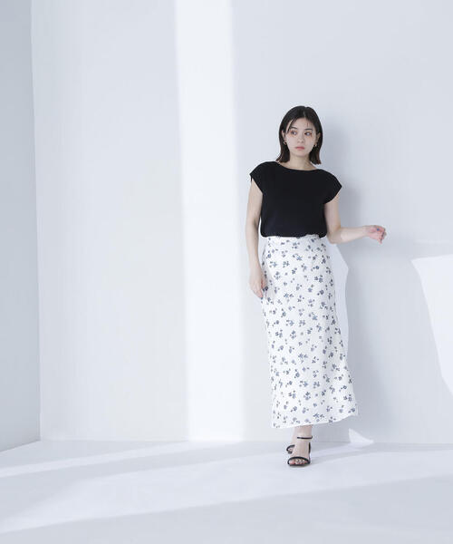 極美品 Rene フラワーモチーフ ジャガード スカート ホワイト 36