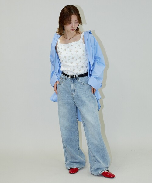 PUBLUX（パブリュクス）の「PUBLUX/パブリュクス カップ付き 小花柄 サーマル キャミソール　限定展開（キャミソール・レディース・ブルー/イエロー・ﾌﾘ-）」の22枚目の写真