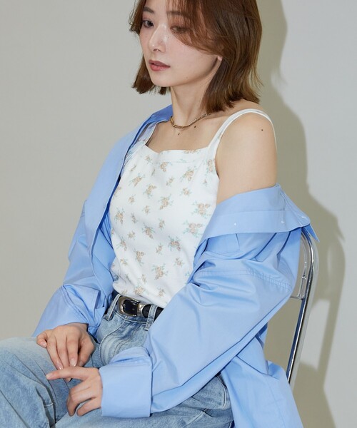 PUBLUX（パブリュクス）の「PUBLUX/パブリュクス カップ付き 小花柄 サーマル キャミソール　限定展開（キャミソール・レディース・ブルー/イエロー・ﾌﾘ-）」の19枚目の写真