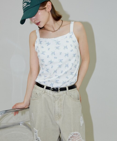 PUBLUX（パブリュクス）の「PUBLUX/パブリュクス カップ付き 小花柄 サーマル キャミソール　限定展開（キャミソール・レディース・ブルー/イエロー・ﾌﾘ-）」の15枚目の写真