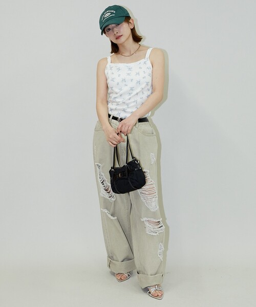 PUBLUX（パブリュクス）の「PUBLUX/パブリュクス カップ付き 小花柄 サーマル キャミソール　限定展開（キャミソール・レディース・ブルー/イエロー・ﾌﾘ-）」の14枚目の写真