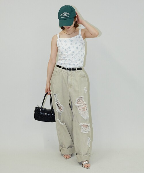 PUBLUX（パブリュクス）の「PUBLUX/パブリュクス カップ付き 小花柄 サーマル キャミソール　限定展開（キャミソール・レディース・ブルー/イエロー・ﾌﾘ-）」の11枚目の写真