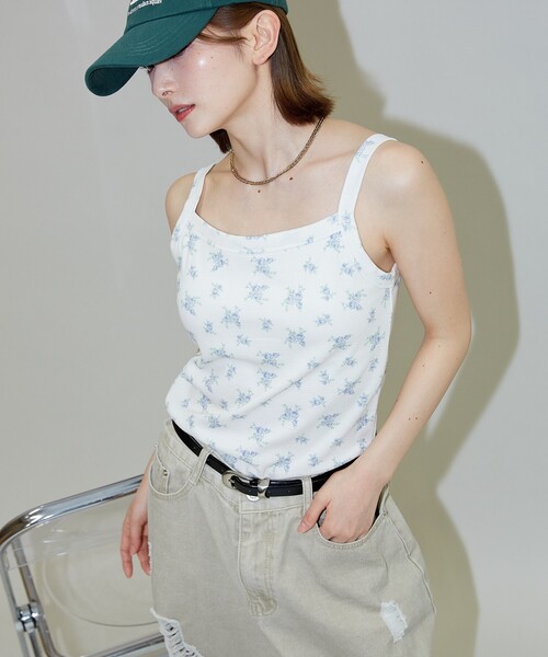 PUBLUX（パブリュクス）の「PUBLUX/パブリュクス カップ付き 小花柄 サーマル キャミソール　限定展開（キャミソール・レディース・ブルー/イエロー・ﾌﾘ-）」の10枚目の写真