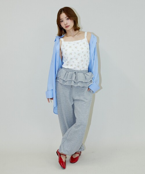 PUBLUX（パブリュクス）の「PUBLUX/パブリュクス カップ付き 小花柄 サーマル キャミソール　限定展開（キャミソール・レディース・ブルー/イエロー・ﾌﾘ-）」の5枚目の写真