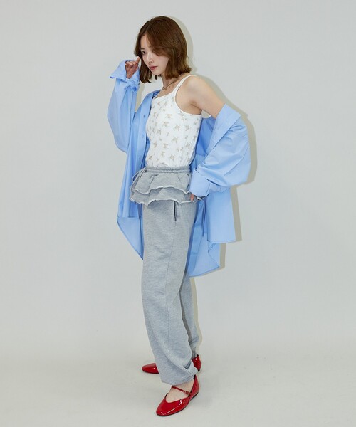 PUBLUX（パブリュクス）の「PUBLUX/パブリュクス カップ付き 小花柄 サーマル キャミソール　限定展開（キャミソール・レディース・ブルー/イエロー・ﾌﾘ-）」の4枚目の写真