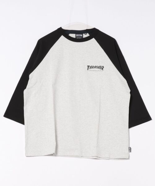 THRASHER(スラッシャー)の「RAGLAN 3/4 SLEEVE T-SHIRTS / スラッシャーラグラン7分丈ロゴプリントT-シャツ(Tシャツ/カットソー・メンズ・ホワイト/グレー・MEDIUM/LARGE/X-LARGE)」の2枚目の写真