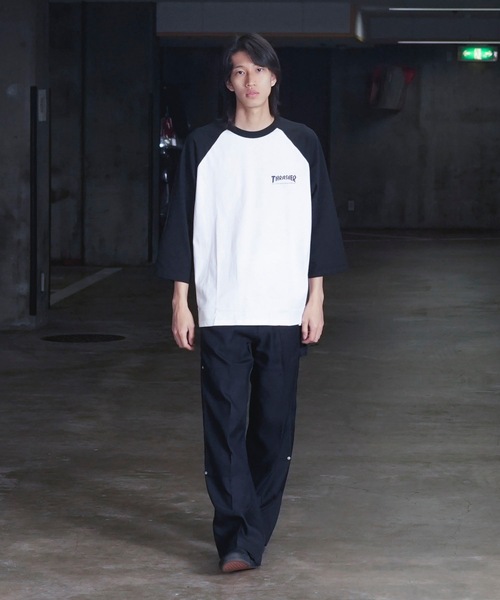 THRASHER(スラッシャー)の「RAGLAN 3/4 SLEEVE T-SHIRTS / スラッシャーラグラン7分丈ロゴプリントT-シャツ(Tシャツ/カットソー・メンズ・ホワイト/グレー・MEDIUM/LARGE/X-LARGE)」の3枚目の写真