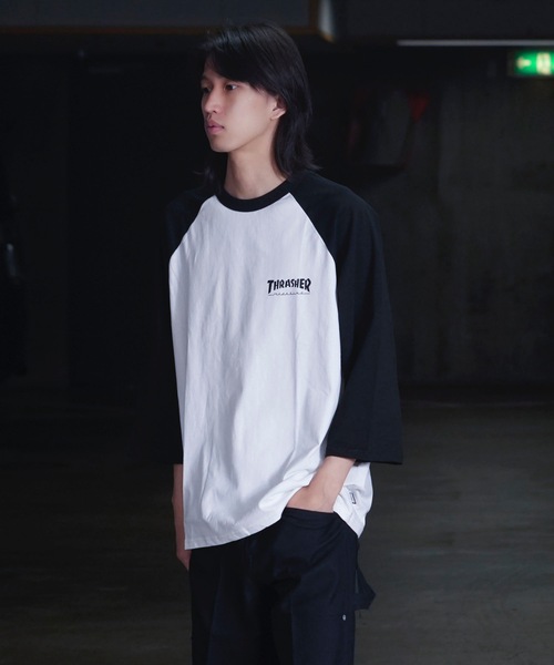 THRASHER(スラッシャー)の「RAGLAN 3/4 SLEEVE T-SHIRTS / スラッシャーラグラン7分丈ロゴプリントT-シャツ(Tシャツ/カットソー・メンズ・ホワイト/グレー・MEDIUM/LARGE/X-LARGE)」の5枚目の写真