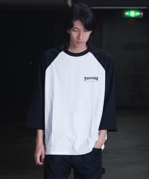 THRASHER(スラッシャー)の「RAGLAN 3/4 SLEEVE T-SHIRTS / スラッシャーラグラン7分丈ロゴプリントT-シャツ(Tシャツ/カットソー・メンズ・ホワイト/グレー・MEDIUM/LARGE/X-LARGE)」の6枚目の写真