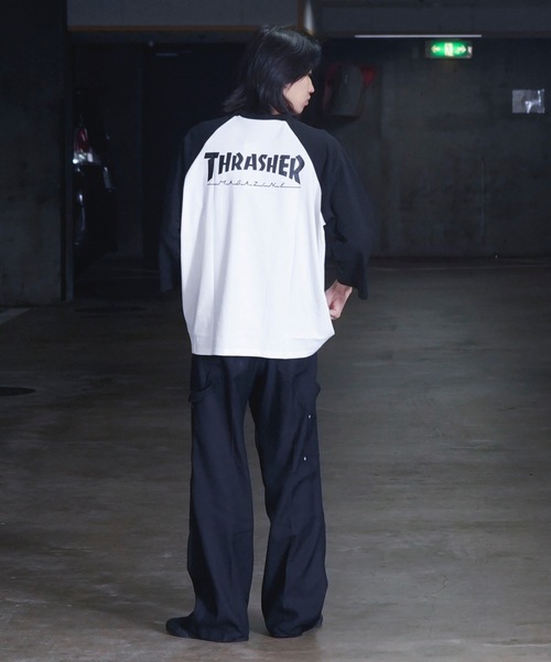 THRASHER(スラッシャー)の「RAGLAN 3/4 SLEEVE T-SHIRTS / スラッシャーラグラン7分丈ロゴプリントT-シャツ(Tシャツ/カットソー・メンズ・ホワイト/グレー・MEDIUM/LARGE/X-LARGE)」の4枚目の写真