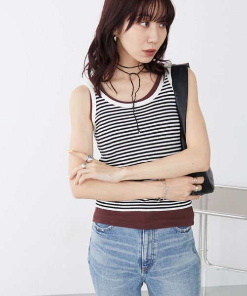 Auntie Rosa Holiday(アンティローザホリデー)の「バイカラーニットタンク(タンクトップ・レディース・ブラック/その他/グリーン/ボルドー・FREE)」の13枚目の写真