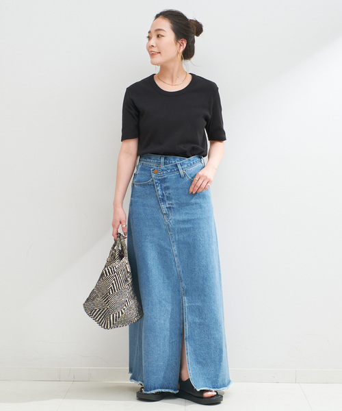 B.C STOCK（ベーセーストック）の「ウォッシャブル / 接触冷感 / C/PEフライスUネックTEE（Tシャツ/カットソー・レディース・キャメル/ブラック/ホワイト・FREE）」の16枚目の写真