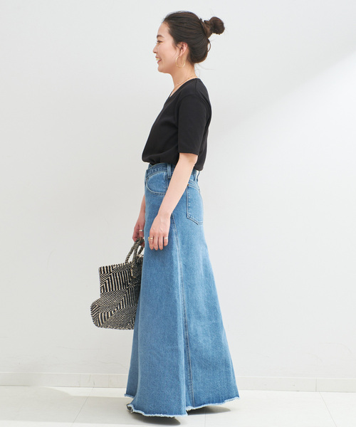 B.C STOCK（ベーセーストック）の「ウォッシャブル / 接触冷感 / C/PEフライスUネックTEE（Tシャツ/カットソー・レディース・キャメル/ブラック/ホワイト・FREE）」の17枚目の写真