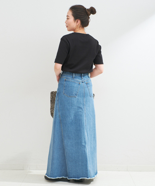 B.C STOCK（ベーセーストック）の「ウォッシャブル / 接触冷感 / C/PEフライスUネックTEE（Tシャツ/カットソー・レディース・キャメル/ブラック/ホワイト・FREE）」の18枚目の写真