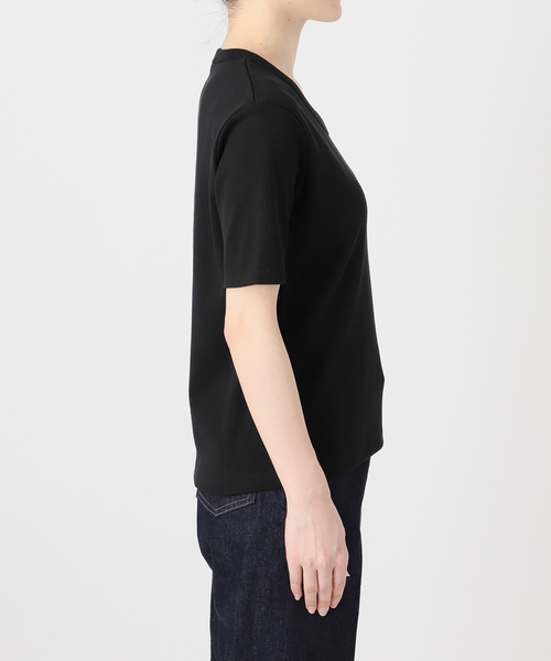 B.C STOCK（ベーセーストック）の「ウォッシャブル / 接触冷感 / C/PEフライスUネックTEE（Tシャツ/カットソー・レディース・キャメル/ブラック/ホワイト・FREE）」の7枚目の写真