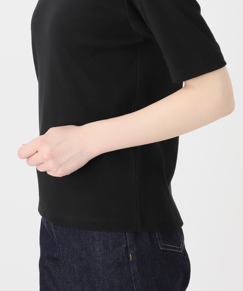 B.C STOCK（ベーセーストック）の「ウォッシャブル / 接触冷感 / C/PEフライスUネックTEE（Tシャツ/カットソー・レディース・キャメル/ブラック/ホワイト・FREE）」の9枚目の写真