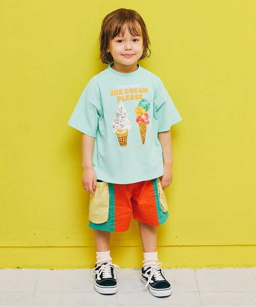 p.premier（ピードットプルミエ）の「【再入荷】どっちもちょーだいアイスグラフィック半袖Tシャツ（Tシャツ/カットソー・キッズ・オフホワイト/ミント/オレンジ/キャメル/ピンク・80/90/100/110/120/130/140）」の10枚目の写真