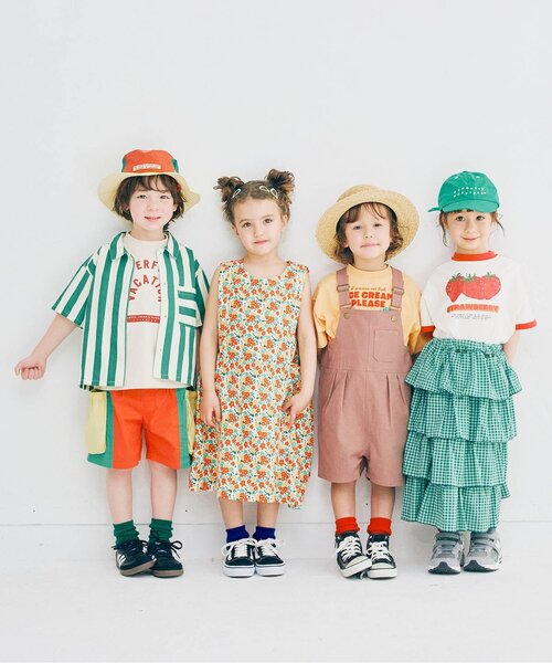 p.premier（ピードットプルミエ）の「【再入荷】どっちもちょーだいアイスグラフィック半袖Tシャツ（Tシャツ/カットソー・キッズ・オフホワイト/ミント/オレンジ/キャメル/ピンク・80/90/100/110/120/130/140）」の14枚目の写真