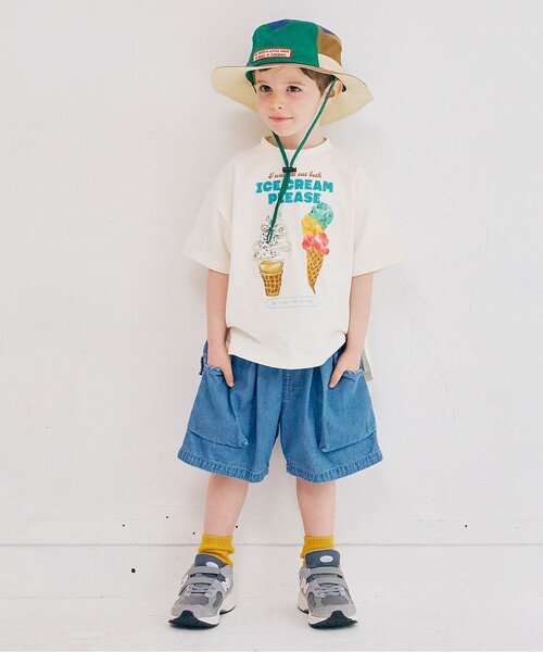 p.premier（ピードットプルミエ）の「【再入荷】どっちもちょーだいアイスグラフィック半袖Tシャツ（Tシャツ/カットソー・キッズ・オフホワイト/ミント/オレンジ/キャメル/ピンク・80/90/100/110/120/130/140）」の15枚目の写真