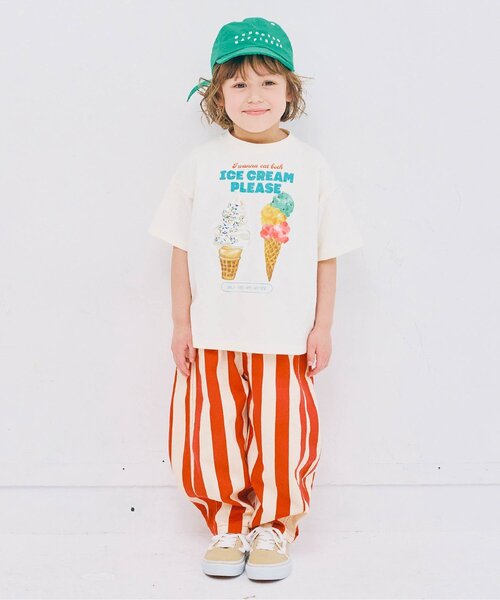 p.premier（ピードットプルミエ）の「【再入荷】どっちもちょーだいアイスグラフィック半袖Tシャツ（Tシャツ/カットソー・キッズ・オフホワイト/ミント/オレンジ/キャメル/ピンク・80/90/100/110/120/130/140）」の17枚目の写真