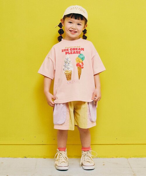 p.premier（ピードットプルミエ）の「【再入荷】どっちもちょーだいアイスグラフィック半袖Tシャツ（Tシャツ/カットソー・キッズ・オフホワイト/ミント/オレンジ/キャメル/ピンク・80/90/100/110/120/130/140）」の19枚目の写真