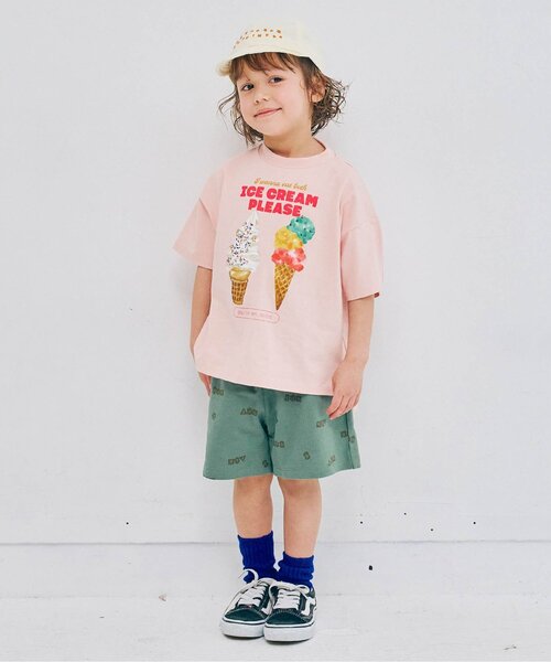 p.premier（ピードットプルミエ）の「【再入荷】どっちもちょーだいアイスグラフィック半袖Tシャツ（Tシャツ/カットソー・キッズ・オフホワイト/ミント/オレンジ/キャメル/ピンク・80/90/100/110/120/130/140）」の21枚目の写真
