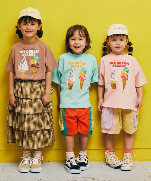 p.premier（ピードットプルミエ）の「【再入荷】どっちもちょーだいアイスグラフィック半袖Tシャツ（Tシャツ/カットソー・キッズ・オフホワイト/ミント/オレンジ/キャメル/ピンク・80/90/100/110/120/130/140）」の22枚目の写真