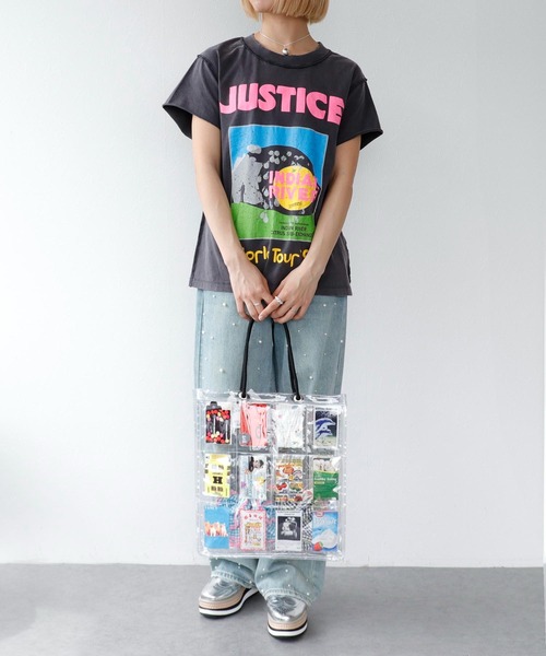 tシャツ JUSTICE プリントTシャツ　　＠ レディース JUSTICE プリントTシャツ ＠（Tシャツ/カットソー）｜Three Four