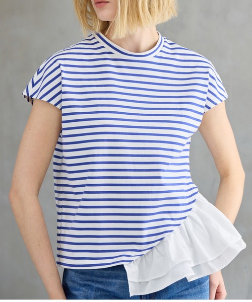 R-ISM(リズム)の「【接触冷感・UVカット】タフタコンビボーダーカットソー(Tシャツ/カットソー・レディース・ブルー/ブラック・4)」の2枚目の写真