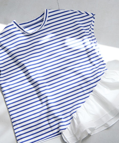 R-ISM(リズム)の「【接触冷感・UVカット】タフタコンビボーダーカットソー(Tシャツ/カットソー・レディース・ブルー/ブラック・4)」の6枚目の写真
