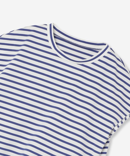 tシャツ 「接触冷感・UVカット」タフタコンビボーダーカットソー レディース セール】【接触冷感・UVカット】タフタコンビボーダーカットソー