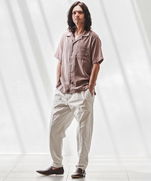 p-chan  mp13686-ポリブッチャーワイドテーパードスラックス（スラックス