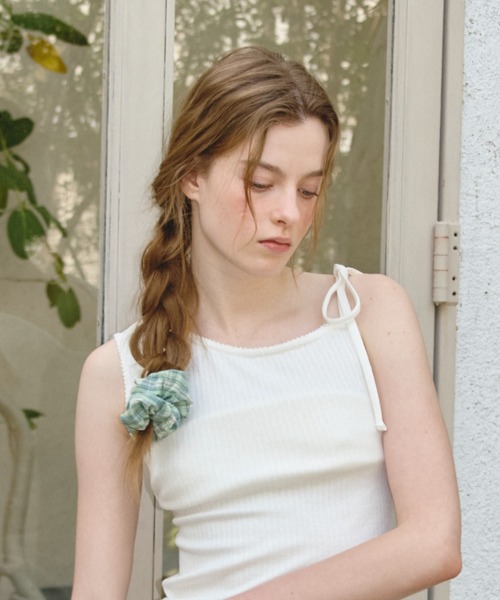 GIUNON(ジウノン)の「pale color check chouchou / ペールカラーチェックシュシュ(シュシュ・レディース・グリーン/ピンク/ブラウン・FREE)」の6枚目の写真