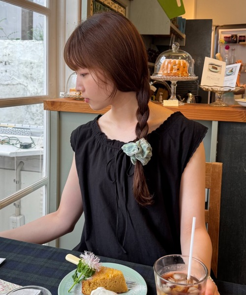 GIUNON(ジウノン)の「pale color check chouchou / ペールカラーチェックシュシュ(シュシュ・レディース・グリーン/ピンク/ブラウン・FREE)」の16枚目の写真