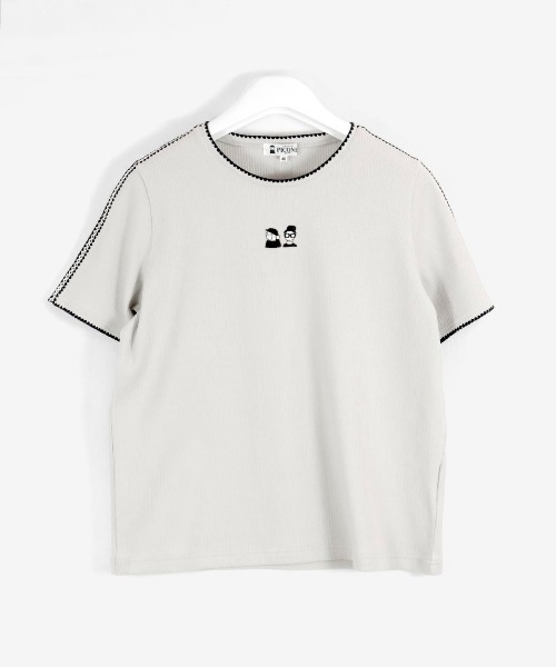 STUDIO PICONE(スタジオピッコーネ)の「コットン混リブプルオーバー(Tシャツ/カットソー・レディース・ブルー/ブラック/ライトグレー/ホワイト・M/L/LL)」の4枚目の写真
