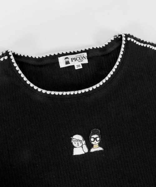 STUDIO PICONE(スタジオピッコーネ)の「コットン混リブプルオーバー(Tシャツ/カットソー・レディース・ブルー/ブラック/ライトグレー/ホワイト・M/L/LL)」の5枚目の写真