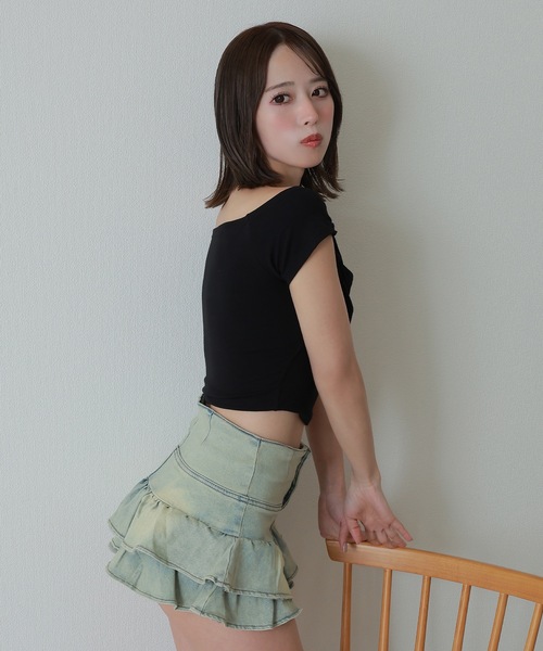 M DOLLY(エムドリー)の「twin ribbon short tops/ツインリボンショートトップス(Tシャツ/カットソー・レディース・グレー/ブラック/ピンク/ホワイト・S/M)」の11枚目の写真