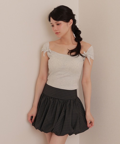 M DOLLY(エムドリー)の「twin ribbon short tops/ツインリボンショートトップス(Tシャツ/カットソー・レディース・グレー/ブラック/ピンク/ホワイト・S/M)」の18枚目の写真