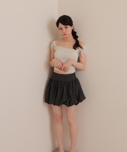 M DOLLY(エムドリー)の「twin ribbon short tops/ツインリボンショートトップス(Tシャツ/カットソー・レディース・グレー/ブラック/ピンク/ホワイト・S/M)」の19枚目の写真