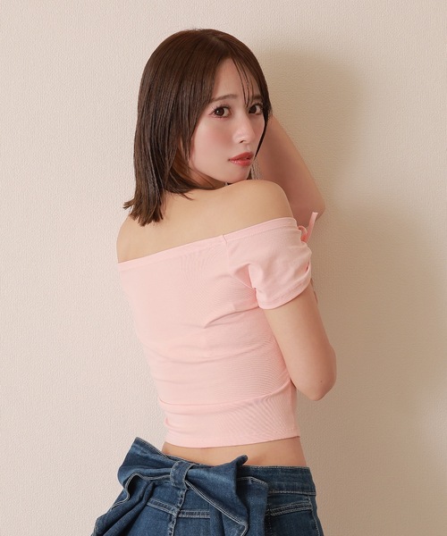 M DOLLY(エムドリー)の「twin ribbon short tops/ツインリボンショートトップス(Tシャツ/カットソー・レディース・グレー/ブラック/ピンク/ホワイト・S/M)」の21枚目の写真