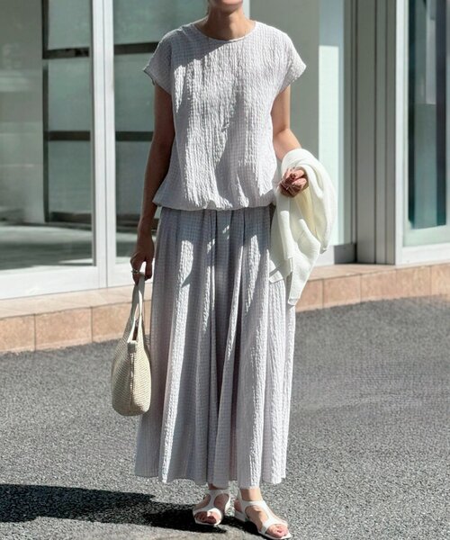 BEARDSLEY（ビアズリー）の「シアーチェックスカート（スカート・レディース・ライトグレー/ダークグレー・FREE）」の6枚目の写真