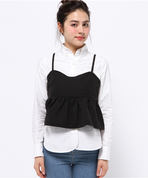 one after another NICE CLAUP（ワンアフターアナザーナイスクラップ）の「【ナイスクラップ】スウェードビスチェ（キャミソール・レディース・キャメル/カーキ/ブラック・FREE）」の4枚目の写真