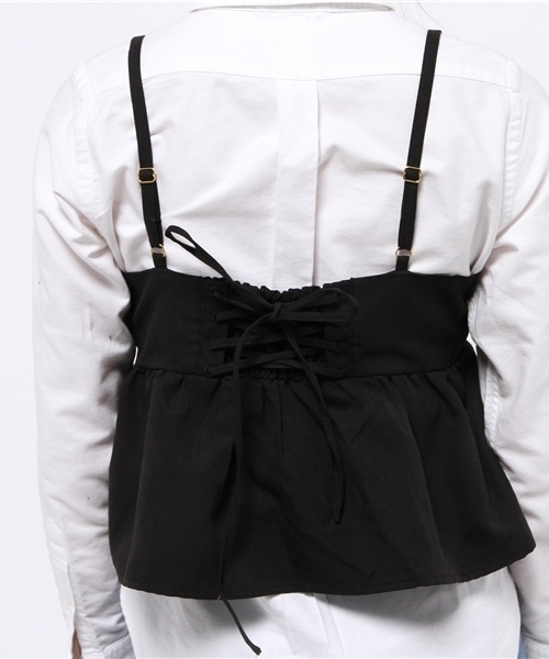 one after another NICE CLAUP（ワンアフターアナザーナイスクラップ）の「【ナイスクラップ】スウェードビスチェ（キャミソール・レディース・キャメル/カーキ/ブラック・FREE）」の8枚目の写真