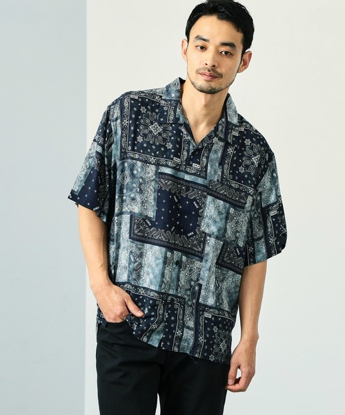 EDWIN（エドウィン）の「EDWIN エドウィン バンダナ オープンカラーシャツ 半袖（シャツ/ブラウス・メンズ・ネイビー・LARGE/SMALL/MEDIUM）」の9枚目の写真